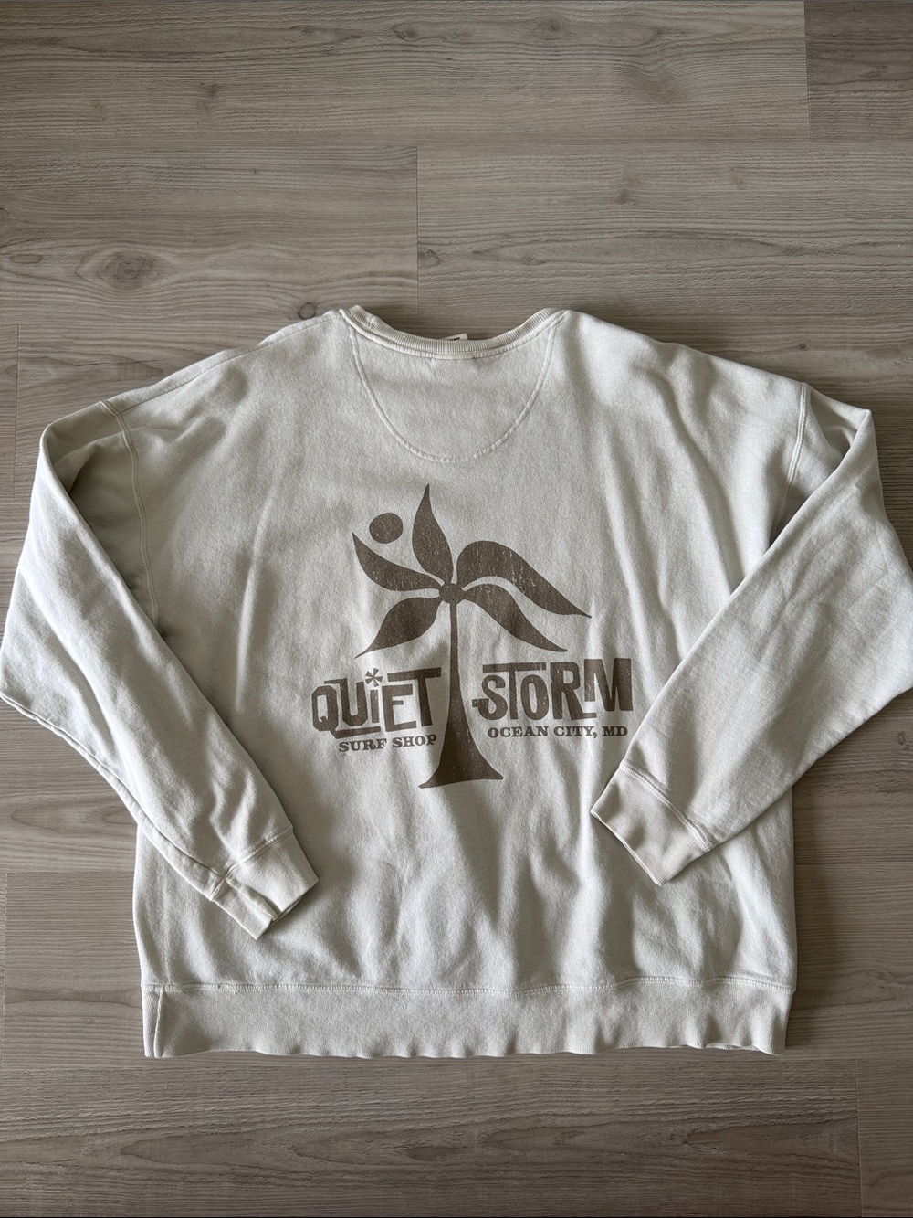 Quiet Storm Cream Palm Tree Graphic Sweatshirt